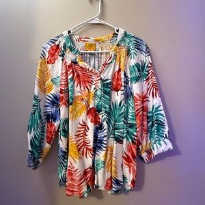 Colorful Leaf Print Women's Top